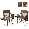 Heavy Duty Folding Chair with Side Table & Carry Bag, Portable Outdoor Camp Chair for Beach Fishing Picnic Lawn, Custom