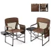 Heavy Duty Folding Chair with Side Table & Carry Bag, Portable Outdoor Camp Chair for Beach Fishing Picnic Lawn, Custom