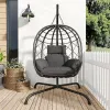 Egg Chair with Stand Rattan Swing Hammock Indoor Outdoor 400lbs Thickened Cushion Bedroom Balcony Garden, Custom