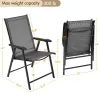 Metal Frame Folding Patio Dining Chairs with Armrests & Backrest for Lawn Garden Poolside, Custom