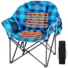 Heated Oversized Camping Chair,3-Level Heat Back&Seat,Portable Foldable Heavy-Duty Moon Chair for Lawn Patio Picnic,Custom