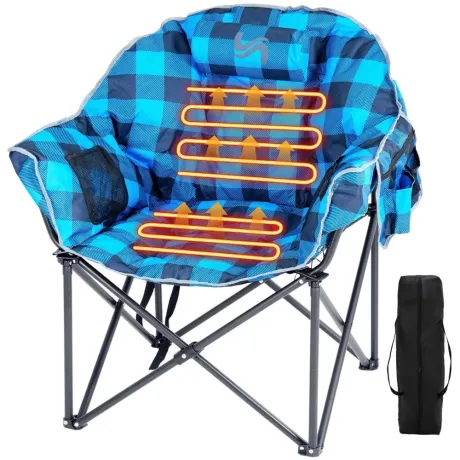 Heated Oversized Camping Chair,3-Level Heat Back&Seat,Portable Foldable Heavy-Duty Moon Chair for Lawn Patio Picnic,Custom