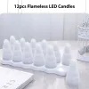 12pcs Flameless LED Candles USB Rechargeable with Remote Control Smart Timer Flickering Tealights for Wedding Dinner Table Festi