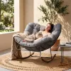 Oversized Papasan Rocking Chair with Thick Cushion for Balcony Living Room Patio Outdoor Indoor, Custom