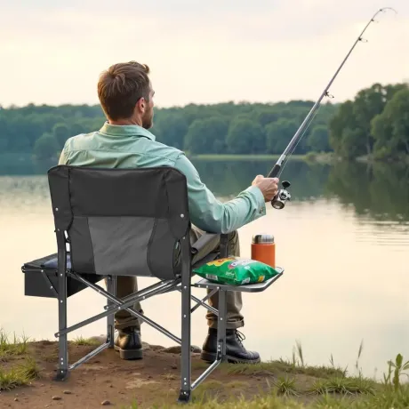 Heavy Duty Oversized Camping Chair 500LB Padded Back Arm Cup Holder Cooler Bag Foldable Beach Outdoor Fishing Garden, Custom