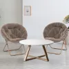 Comfy Saucer Chair Folding Faux Fur Accent Chair Metal Frame Bedroom Living Room Reading Moon Chair, Custom