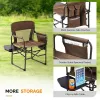 Heavy Duty Folding Chair with Side Table & Carry Bag, Portable Outdoor Camp Chair for Beach Fishing Picnic Lawn, Custom