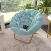 Oversized Saucer Chair Folding Faux Fur Cushion Metal Frame 38in 300lbs Capacity No Assembly Required, Custom