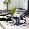 Metal Rocker Chair with Thick Cushion Comfy Modern Indoor Outdoor Living Room Porch Backyard, Custom