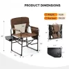 Heavy Duty Folding Chair with Side Table & Carry Bag, Portable Outdoor Camp Chair for Beach Fishing Picnic Lawn, Custom