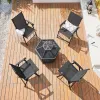 Metal Frame Folding Patio Dining Chairs with Armrests & Backrest for Lawn Garden Poolside, Custom