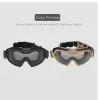 Tactical Anti-fog Goggles Ski Airsoft CS Protective Glasses Transparent Black 2 Lens Motocross Dustproof Goggles with Micro Fan