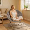 Comfy Saucer Chair Folding Faux Fur Accent Chair Metal Frame Bedroom Living Room Reading Moon Chair, Custom
