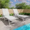 5-Level Adjustable Outdoor Chaise Lounge with Cup Holders Wheels All-Weather for Patio Beach Deck, Custom