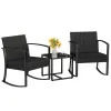 3 Piece Patio Bistro Set Rocking Chairs Cushions Table Porch Poolside Balcony Yard Custom