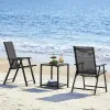 Metal Frame Folding Patio Dining Chairs with Armrests & Backrest for Lawn Garden Poolside, Custom