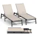 Aluminum Chaise Lounge Outdoor Foldable 5-Position Adjustable Backrest Poolside Beach Lawn Custom