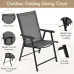 Metal Frame Folding Patio Dining Chairs with Armrests & Backrest for Lawn Garden Poolside, Custom