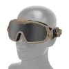 Tactical Anti-fog Goggles Ski Airsoft CS Protective Glasses Transparent Black 2 Lens Motocross Dustproof Goggles with Micro Fan