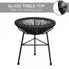 3-Piece All-Weather Patio Bistro Set Plastic Rope Glass Top Table & 2 Chairs Outdoor Use, Custom