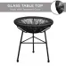 3-Piece All-Weather Patio Bistro Set Plastic Rope Glass Top Table & 2 Chairs Outdoor Use, Custom