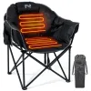 Oversized Heated Camping Lounge Chair 3 Heat Levels Portable Folding Moon Saucer for Patio Outdoors, Custom