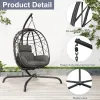 Egg Chair with Stand Rattan Swing Hammock Indoor Outdoor 400lbs Thickened Cushion Bedroom Balcony Garden, Custom