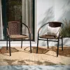 Stackable Rattan Chairs Curved Back Cross Bracing Indoor Outdoor Patio Custom