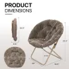 Comfy Saucer Chair Folding Faux Fur Accent Chair Metal Frame Bedroom Living Room Reading Moon Chair, Custom