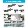 Aluminum Chaise Lounge Outdoor Foldable 5-Position Adjustable Backrest Poolside Beach Lawn Custom