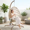 Hanging Egg Chair Stand Indoor Outdoor Rattan Swing Hammock Cushion 350lbs Patio Lawn Balcony Bedroom, Custom