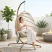 Hanging Egg Chair Stand Indoor Outdoor Rattan Swing Hammock Cushion 350lbs Patio Lawn Balcony Bedroom, Custom