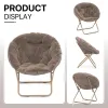 Comfy Saucer Chair Folding Faux Fur Accent Chair Metal Frame Bedroom Living Room Reading Moon Chair, Custom