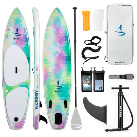 3.2M Inflatable Stand Up Paddle Board SUP Board with Removable Fin for Adults/ Kids