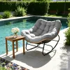 Oversized Wicker Rocking Chair 450LBS Heavy Duty Papasan Egg Cushion E-Coated Frame Rocker Patio Balcony Garden, Custom