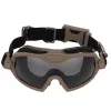 Tactical Anti-fog Goggles Ski Airsoft CS Protective Glasses Transparent Black 2 Lens Motocross Dustproof Goggles with Micro Fan