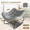 Oversized Wicker Rocking Chair 450LBS Heavy Duty Papasan Egg Cushion E-Coated Frame Rocker Patio Balcony Garden, Custom