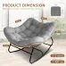 Oversized Wicker Rocking Chair 450LBS Heavy Duty Papasan Egg Cushion E-Coated Frame Rocker Patio Balcony Garden, Custom
