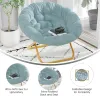 Oversized Saucer Chair Folding Faux Fur Cushion Metal Frame 38in 300lbs Capacity No Assembly Required, Custom