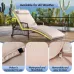 5-Position Reclining Chaise Lounge Set Rattan Wicker Chairs Wheels Cushions Patio Pool, Custom