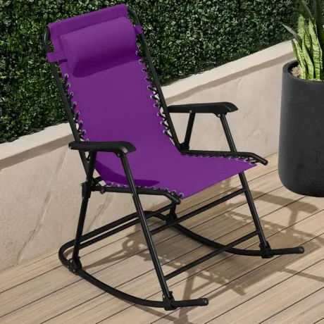 Zero Gravity Rocking Chair Folding Reclining Patio Lounge Adjustable Pillow Lawn Beach Camping 300lb, Custom