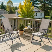 7-Level Adjustable Folding Patio Chair Set 2 High Back Recliner Outdoor Lawn Pool Backyard, Custom