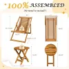 3-Piece Acacia Wood Patio Set Adjustable Foldable Chaise Lounge Chairs & Side Coffee Table for Pool Beach Backyard, Custom
