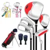 5PCS Kids Club Set Alloy Junior Wood Iron and Putter Club Training Set with Stand Bag Headcovers for Beginner Boys and Girls