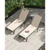 Aluminum Chaise Lounge Outdoor Foldable 5-Position Adjustable Backrest Poolside Beach Lawn Custom
