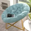 Oversized Saucer Chair Folding Faux Fur Cushion Metal Frame 38in 300lbs Capacity No Assembly Required, Custom