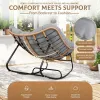 Oversized Wicker Rocking Chair 450LBS Heavy Duty Papasan Egg Cushion E-Coated Frame Rocker Patio Balcony Garden, Custom