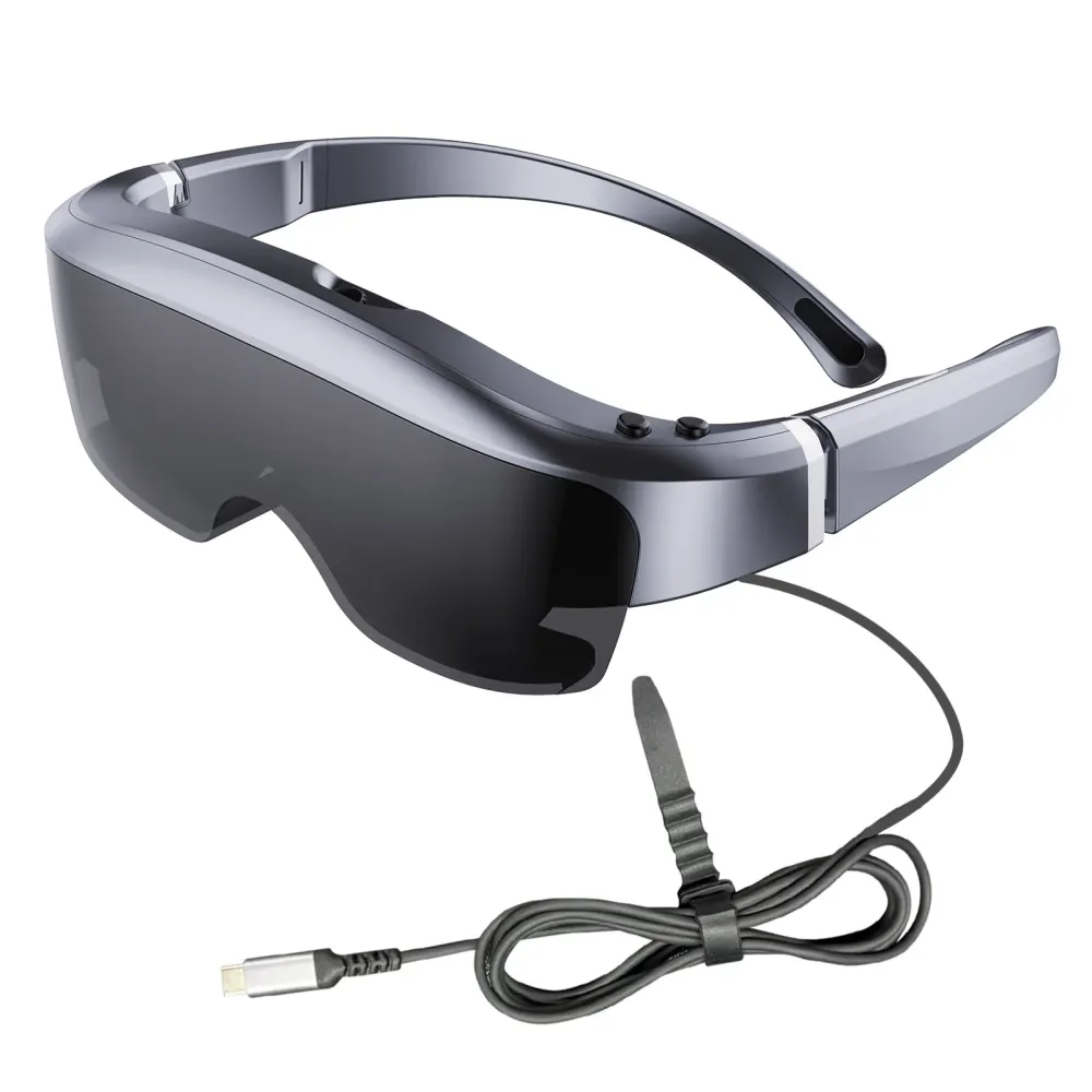 Smart Glasses with 400-inch Virtual HD Screen, Video Player Glasses with 0-600° Myopia Adjustment, OLED Display, Built-in Speake