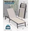Aluminum Chaise Lounge Outdoor Foldable 5-Position Adjustable Backrest Poolside Beach Lawn Custom