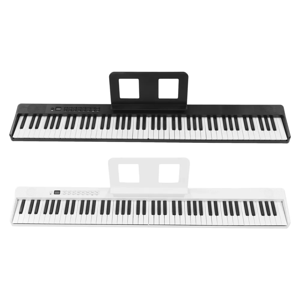 88-Key Foldable Electronic Piano Portable Electric Keyboard MIDI USB BT Connectivity Rechargeable with Music Stand/Piano Bag/Sus